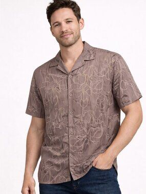 DKNY Men's Mauve Floral Button-Up Shirt - Size Small - NWT $79.50